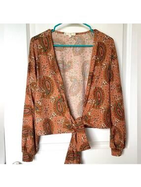 Paisley Crop Top Tie Blouse